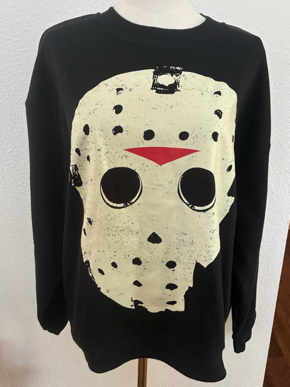 Black Graphic Hockey Mask Crewneck Sweater - Unbranded